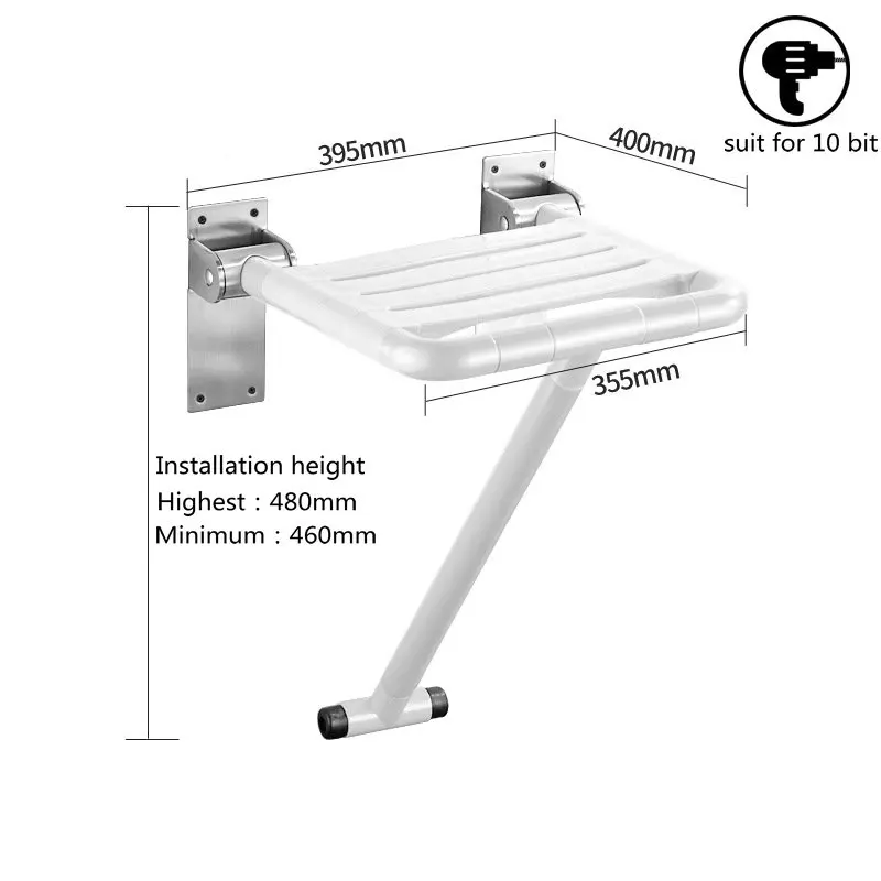 Безбарьерный настенный складной стул для ванной комнаты, стул для ванной комнаты, стул для купания для пожилых людей, включая ночную апертуру