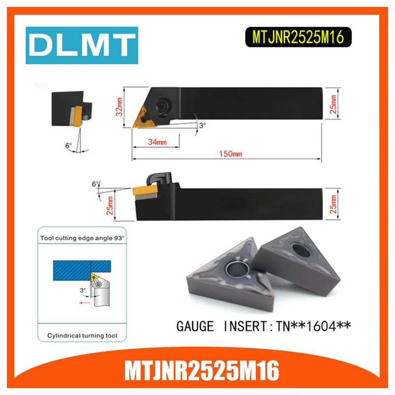 MTJNR2525M16 93 градусов резец для наружной обточки держатель для TNMG160404 TNMG160408 используется на станках с ЧПУ Токарный Станок