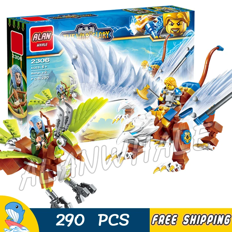 Online 290 unids la guerra humano vs elfos Archer Ranger Gryphon hippogryph jinetes modelo bloques de construcción juguetes ladrillos compatible con LEGO