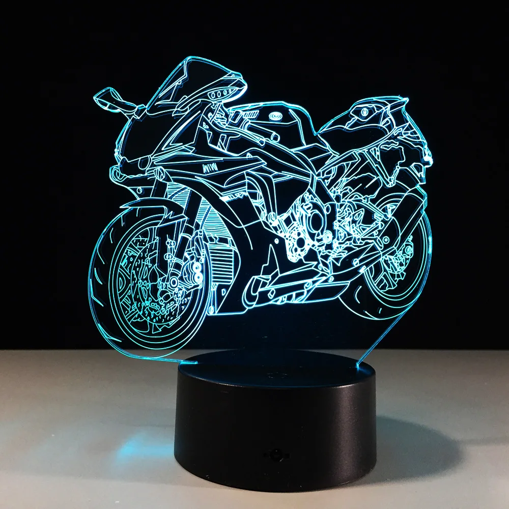 3D motorcycle lights 7 color touch led lights creative products gifts