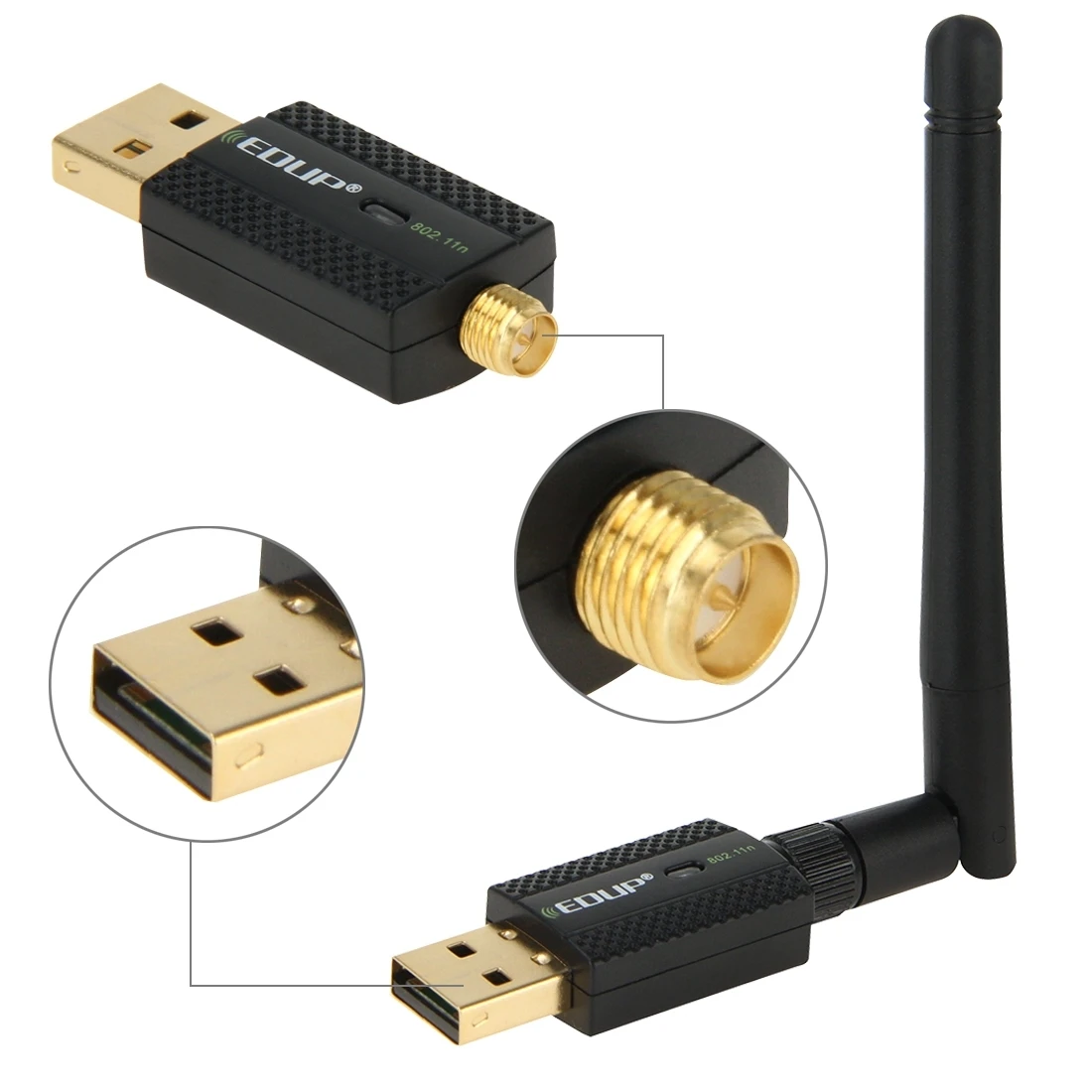 EDUP EP-N1581 мини-usb Wi-Fi 802.11n/g/b 300 Мбит/с 2,4 ГГц беспроводной адаптер внешняя антенна