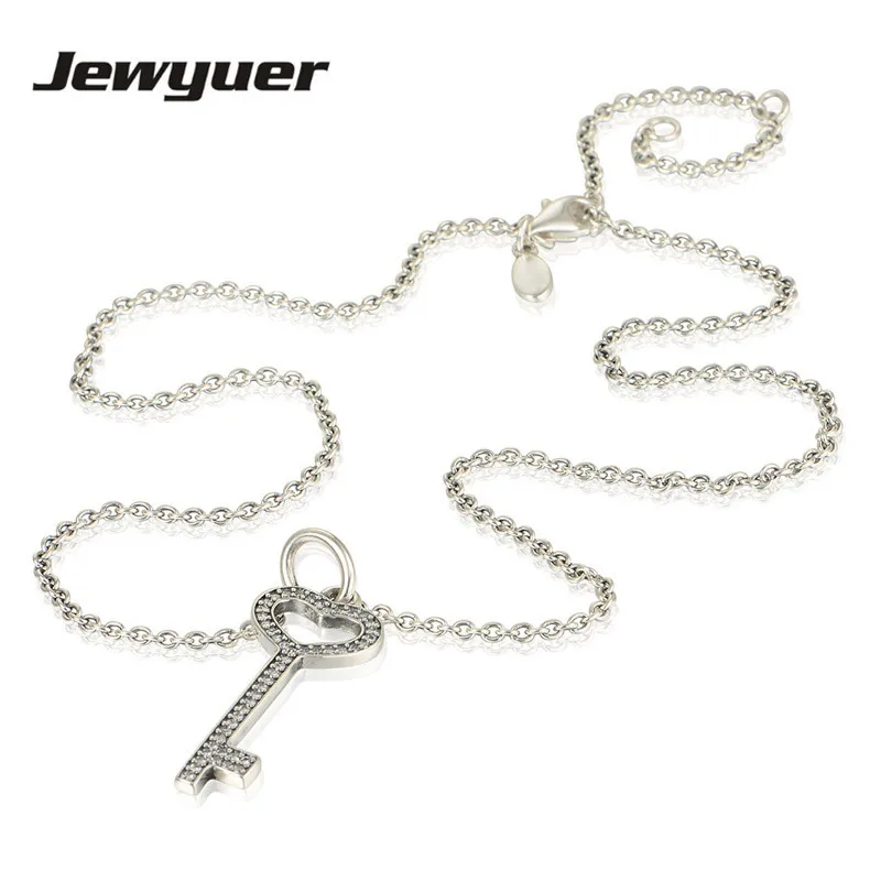 

Silver key Pendant Necklaces for Women 925 Sterling Silver link chain Necklace Women Fine Jewelry Jewyuer NC008