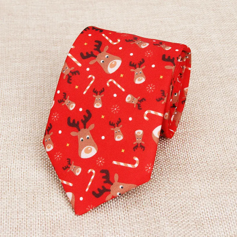 Casual Christmas print neck tie with festive patterns1