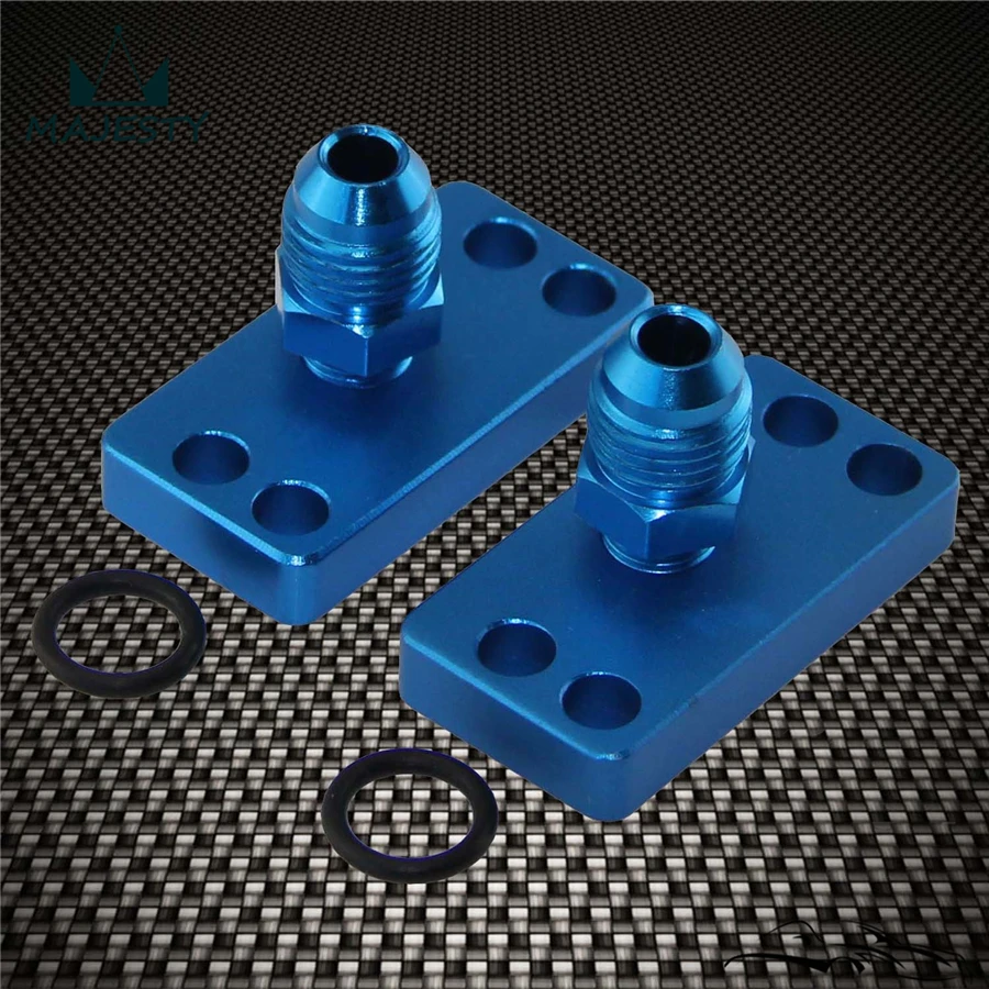 2Pcs Fuel Rail Adapter With AN6 Tail Fits For Honda Civic DC2 D15 D16 B16A B18C Black / Blue