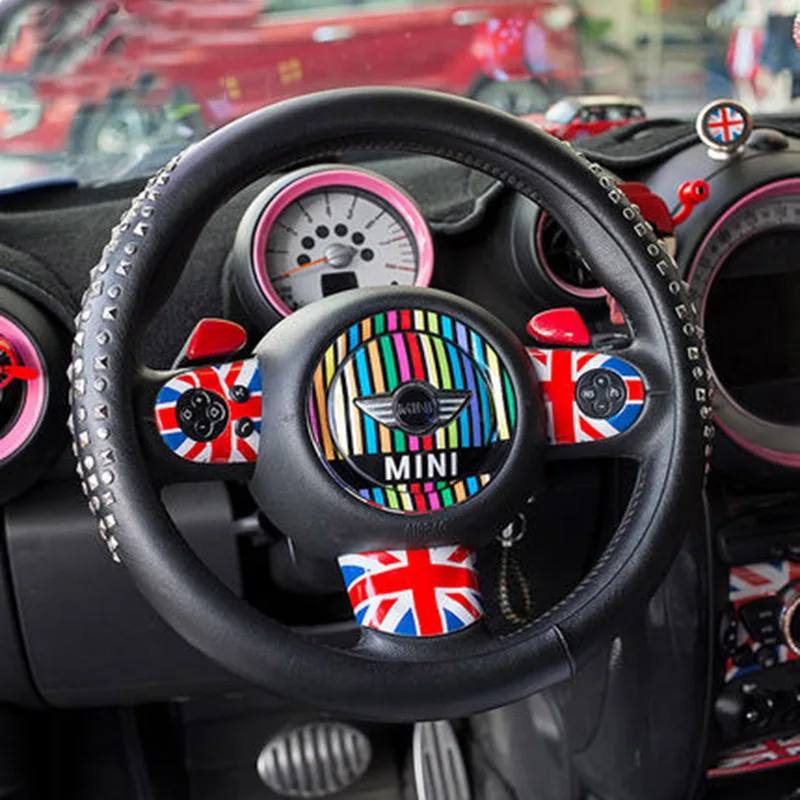 1pcs Union Jack Car Steering Wheel Sticker Decal For Mini Cooper R55 R56 R58 R60