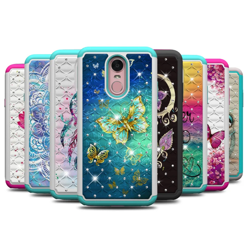 

For LG Stylo 4 Case Bling Diamond Patterned Dual Layer PC Silicone Hybrid Phone Case for LG Stylo 4 Cover Q Stylus Accessories
