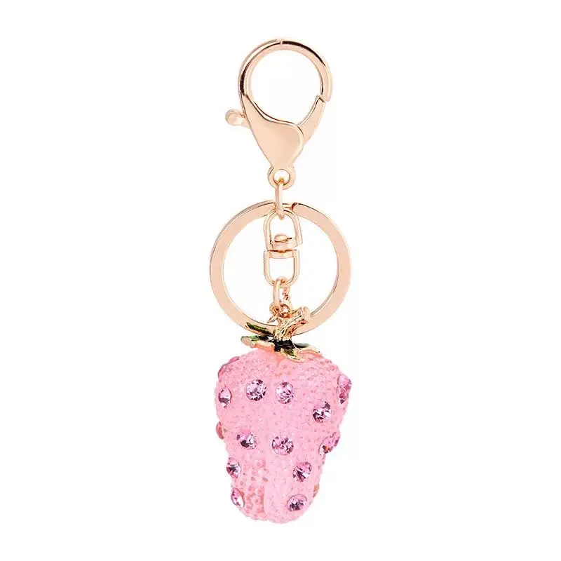 

New creative fruit keychains Cute resin strawberry keychain Raspberry car key ring Female bag pendant accessories Charm jewelry