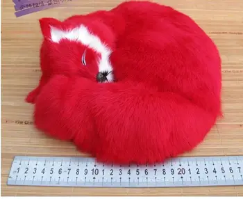 

large 26x26x12cm red fox model,polyethylene&furs sleeping fox handicraft prop,home decoration gift a1835