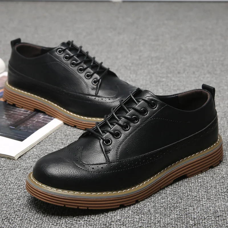 Merkmak Spring New Casual Shoes Men's Leather Flats Lace-Up Shoes Simple Stylish Male Shoes Large Sizes Oxford Shoes For Men Merkmak Spring New Casual Shoes Men's Leather Flats Lace-Up Shoes Simple Stylish Male Shoes Large Sizes Oxford Shoes For Men