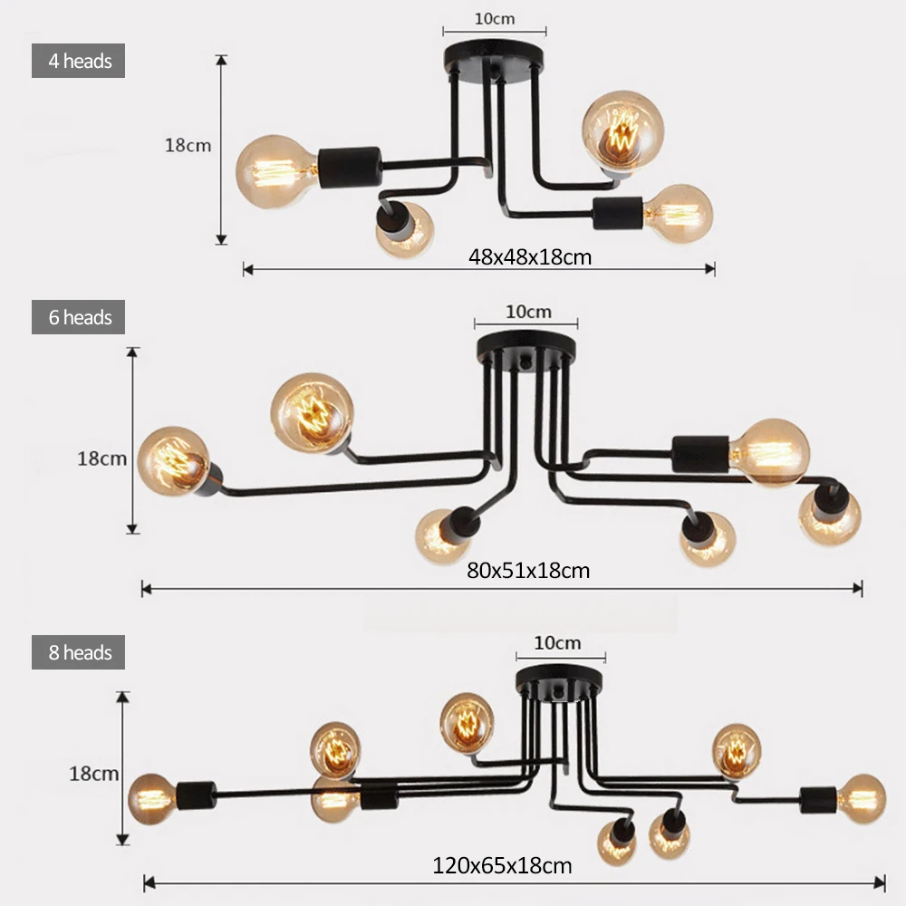 220v современный светодиодный люстры осветительные приборы черного листового железа 4/6/8 филиал Потолочная люстра промышленный светильник Гостиная Спальня