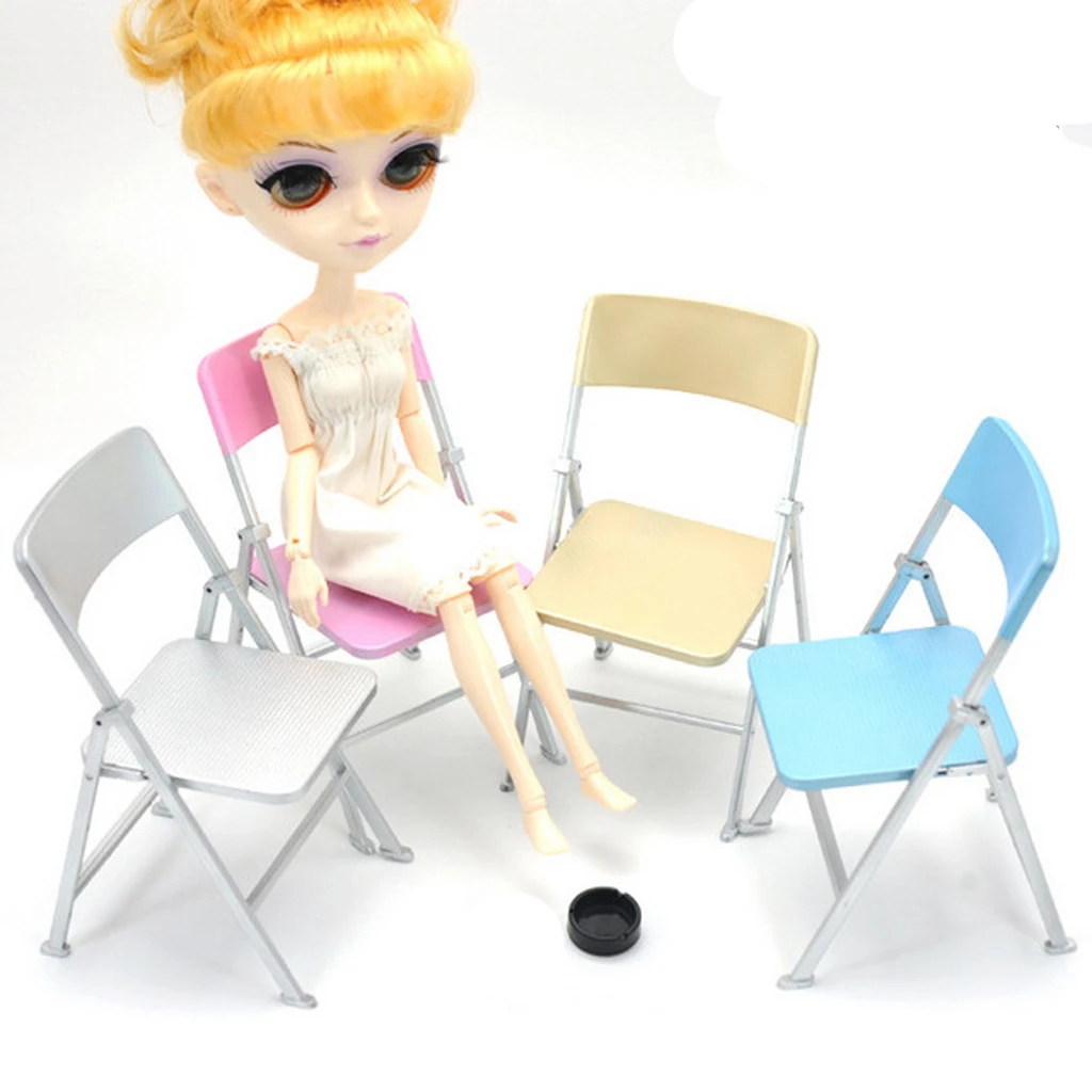 1/6 Folding Chair Ashtray for 12 inch Action Figure Toys Sideshow Doll Black