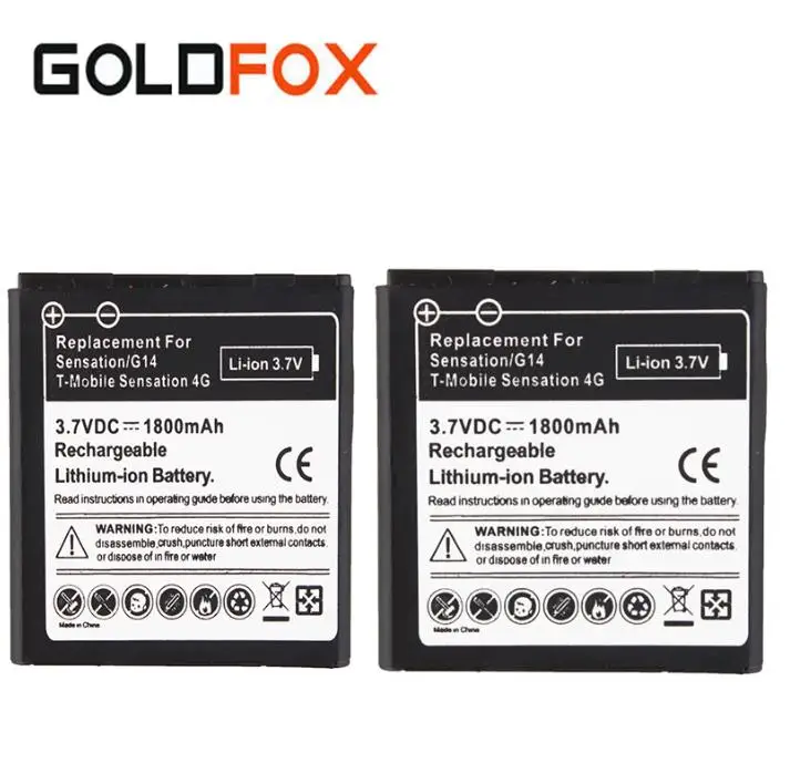 GOLDFOX 2 шт. 1800 мАч батарея для HTC EVO 3D Sensation G17 Z710e Коммерческая шутера G14 4G bg58100 |