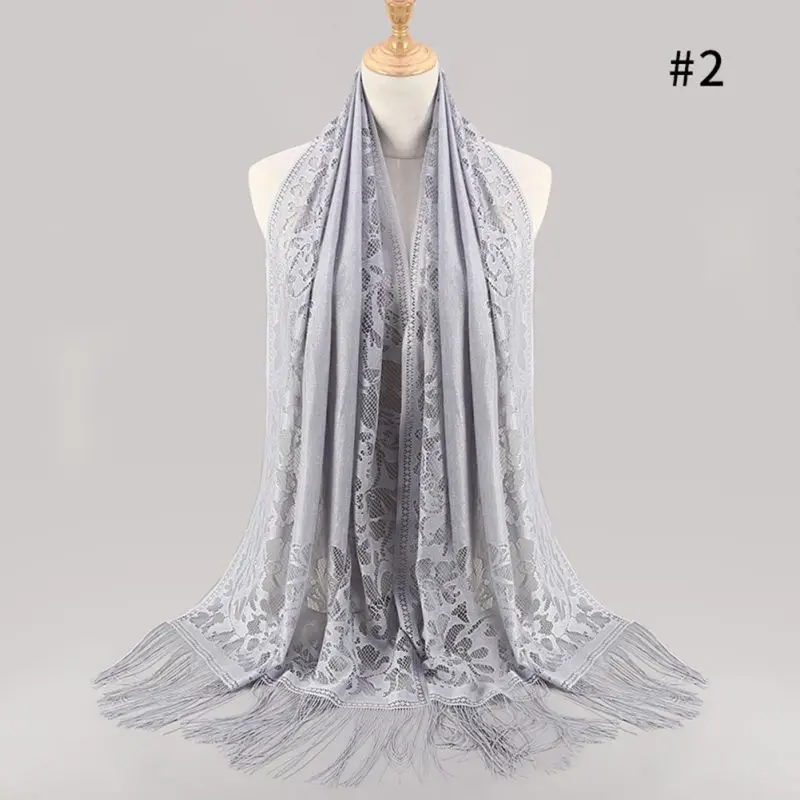 

Fashion Print Shawls Muslim Hijab Wrap scarf Flowers Hollow Women's Hijabs Tassel