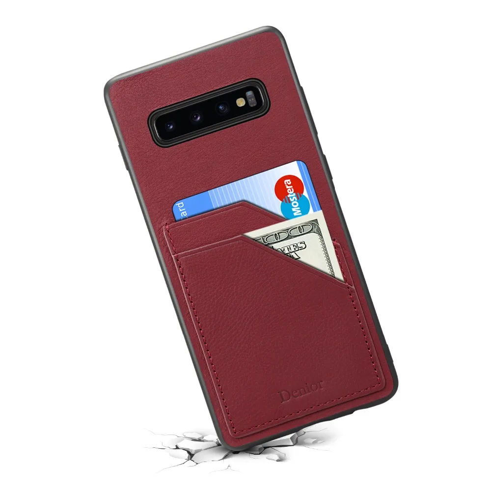 Genuíno de Luxo Negócio com Slots Case para Samsung Couro Estilo Cartão Telefone Volta Galaxy S10 Plus Nota 9 Capa 12 Telefonia e Comunicação