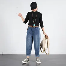 Новые свободные шаровары винтажные джинсы женские с высокой талией светильник синие джинсы для женщин в стиле бойфренд узкие джинсы