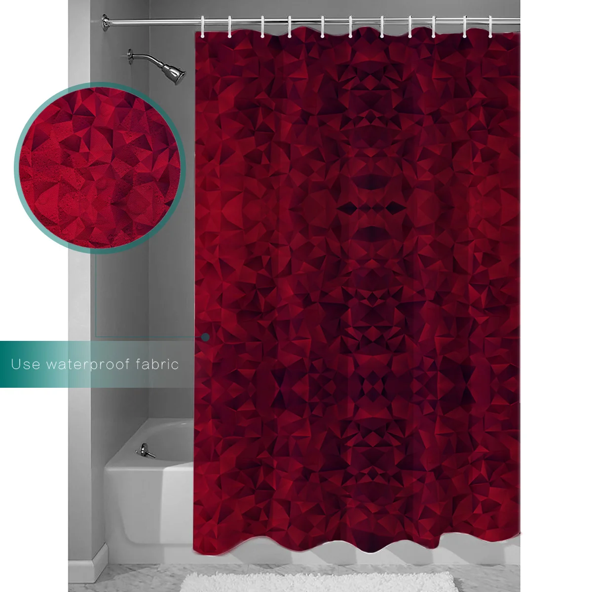 Цветная Геометрическая красная занавеска для душа декоративная тканевая занавеска для душа Товары для ванной комнаты декор с крючками