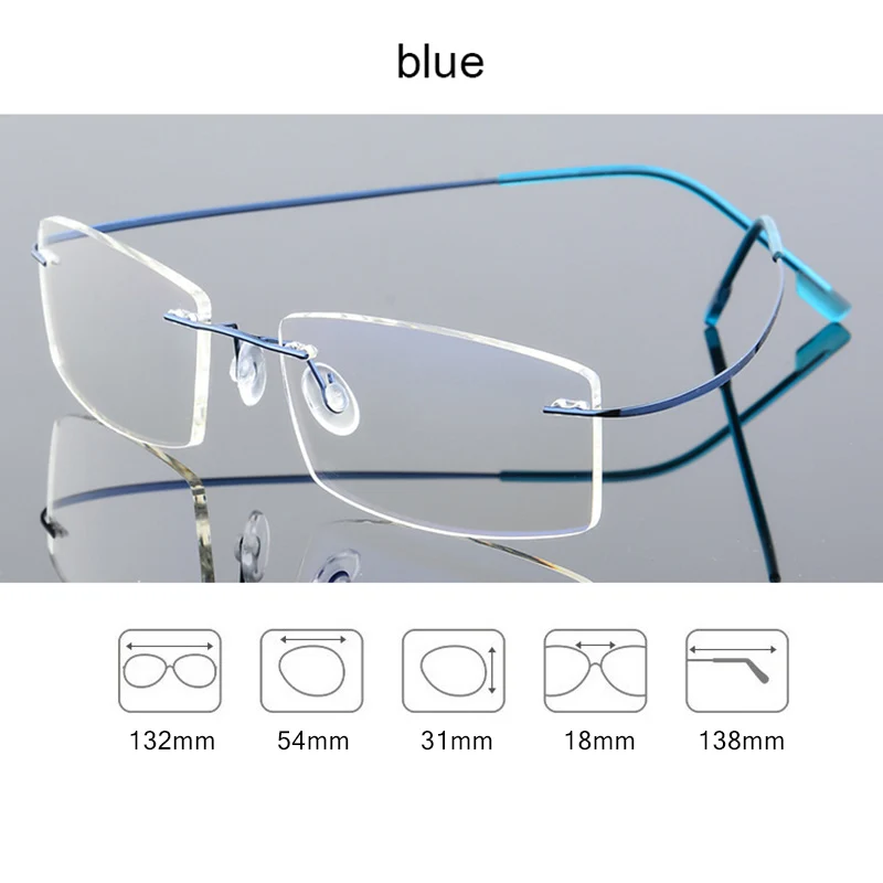 Модные оптические очки без оправы для мужчин и женщин из титанового сплава оправа для очков от близорукости женские сверхэластичные ультралегкие очки Q135 - Цвет оправы: Q135-6