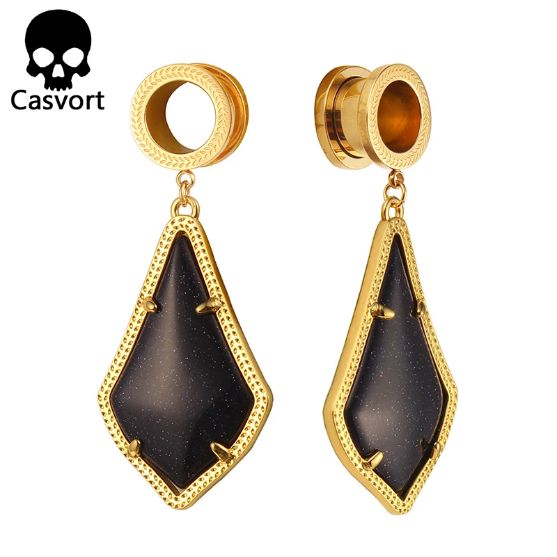 

Casvort New Trendy Alex Semi-precious Stone Ear in Gold Modern Plugs Body Earrings Jewelry for Women Wholesale Gift