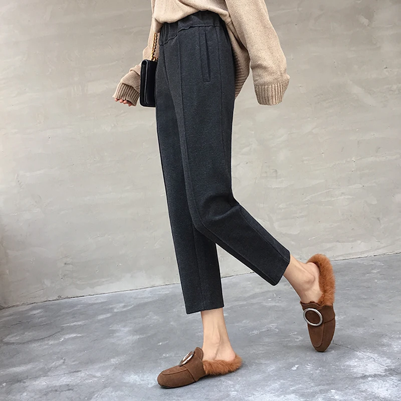 

Fall and Winter Woolen Trousers Loose Casual Suit Female Pants High Waist Carrot Pants Harun Trousers