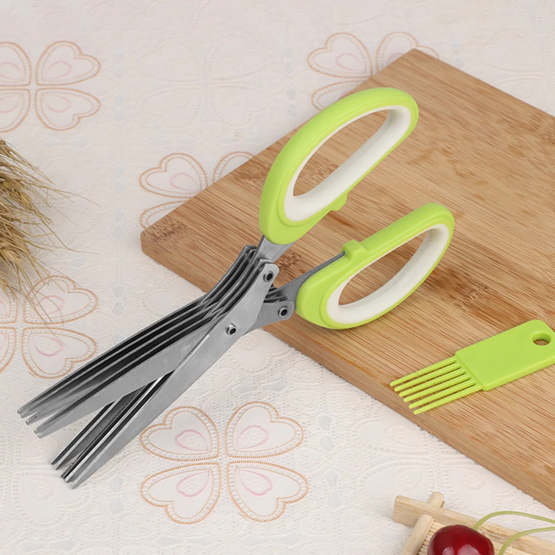 

Household kitchen scissors gadget Minced Basil Rosemary Kitchen Scissor 19.5cm 5 Layers Shredded Chopped Scallion Cutter