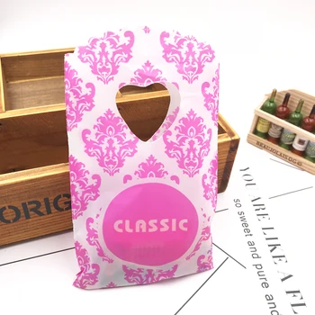 

Wholesale Hot Pink Plastic Handle Gift Bags Packaging Shopping Bag Small Jewelry Bags 9x15cm For Necklace Bracelet Jewelry Pouch