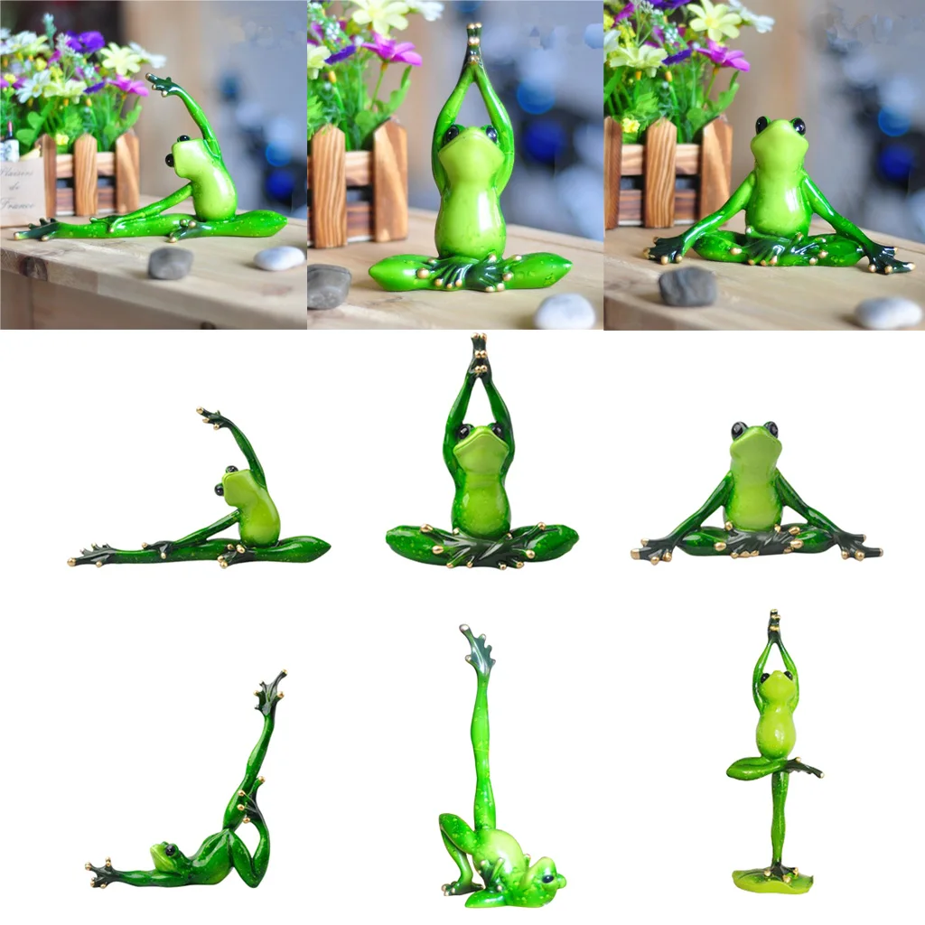 Creative 3D Yoga Frog Figurine Decoration Ornament Statue Home Garden