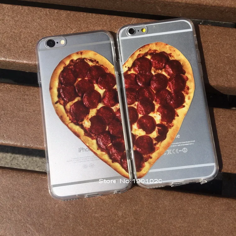 Чехол для пиццы из ТПУ + поликарбоната с сердечком iPhone 5 6 plus пара принтом