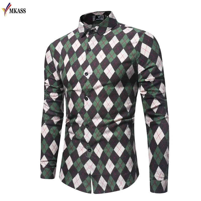 2018 New Autumn Fashion Brand Men Clothes Slim Fit Men Long Sleeve Shirt Men Plaid Cotton Casual Men Dress Shirts