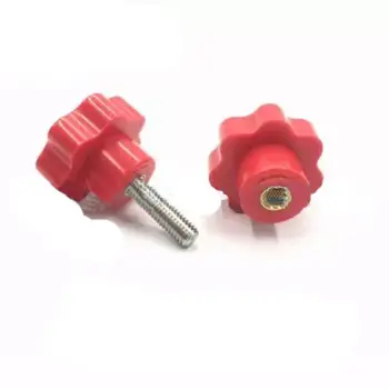 

2Pcs M4 Stainless Steel Star type wood Seven Corners Knob bakelite Plum blossom Torx Hand handle Screw 6mm-40mm L red