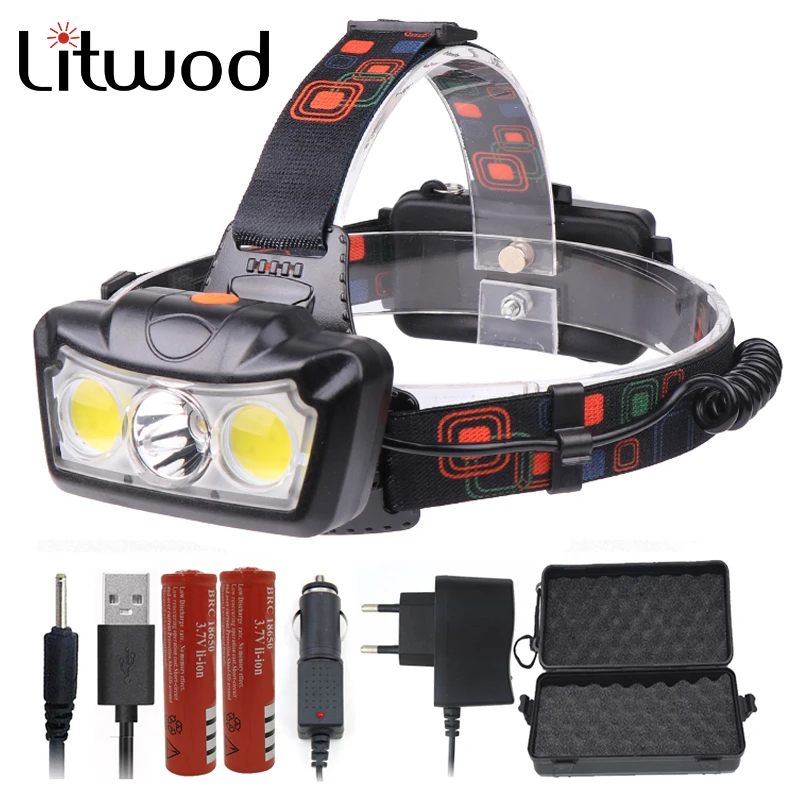 Litwod Z30 светодиодные фары XM L T6 COB супер яркий светодиодный фонарик 18650