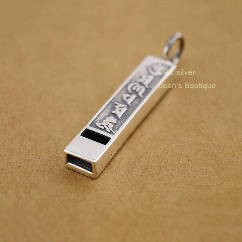 925 Sterling Silver Ohm Om mani padme hum Whistle Pendant for Necklace
