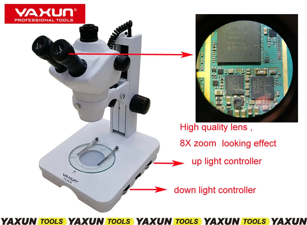 Профессиональный бинокулярный стереозвук YAXUN 8X 50X мобильный телефон микроскоп