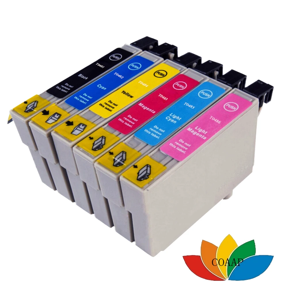 6x Compatible T0487 T0481-T0486 Ink Cartridge for EPSON Stylus Photo RX590 R200 RX600 R300 R340 RX500 Printer | Компьютеры и офис
