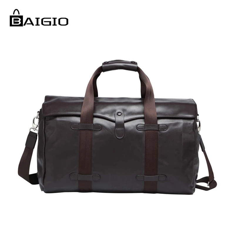 

Baigio Men's Travel Bag Genuine Leather Overnight Tote Duffle Handbag Large Capacity Designer Carry Hand Luggage Shoulder Bag
