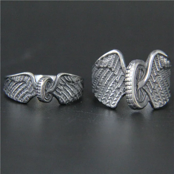 New Design Cool Wheel Wings Ring 316L Stainless Steel Large Size Mens Ring Fashion Punk Small Women Wings Ring 2