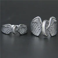 New Design Cool Wheel Wings Ring 316L Stainless Steel Large Size Mens Ring Fashion Punk Small Women Wings Ring 2