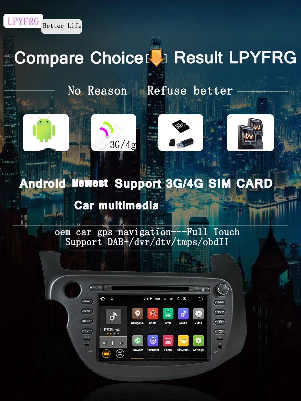 4G ram Восьмиядерный Android 9,0 автомобильный DVD мультимедиа для Honda подходит для JAZZ 07-13 gps навигация Bluetooth Радио стерео в тире 2din