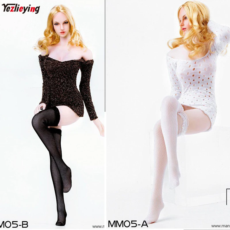 

1/6 Scale Female doll clothes for dolls shoes Accessories Mesh Stockings Black/White Costume Series F12 Inch Body Action Figure