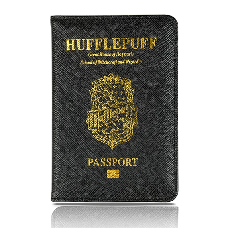 

DIKEDAKU Hufflepuff Rfid Passport Holder Unisex Pu Leather Travel Covers for Passport Multi Cards Passport Bag Wallets Universal