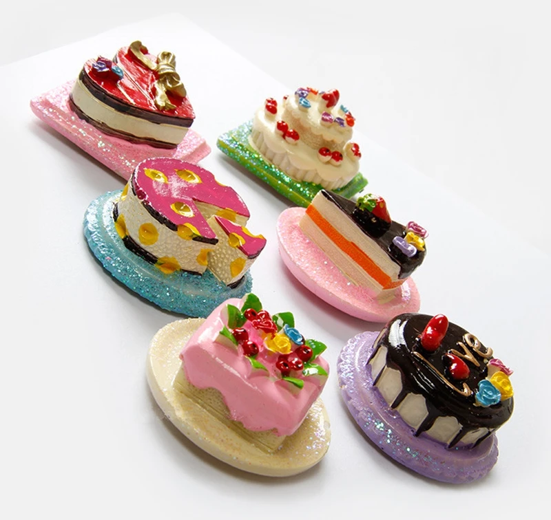 

6 Pcs/Lot Simulation Cake High-grade Resin 3D Refrigerator Fridge Magnet Creative Home Decoration Teaching Magnetic Stickers