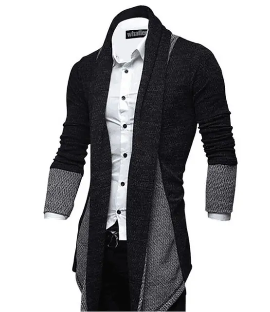 Korean Style Fashion Mens Wool Sweater Cardigan Plus Size Patchwork ...