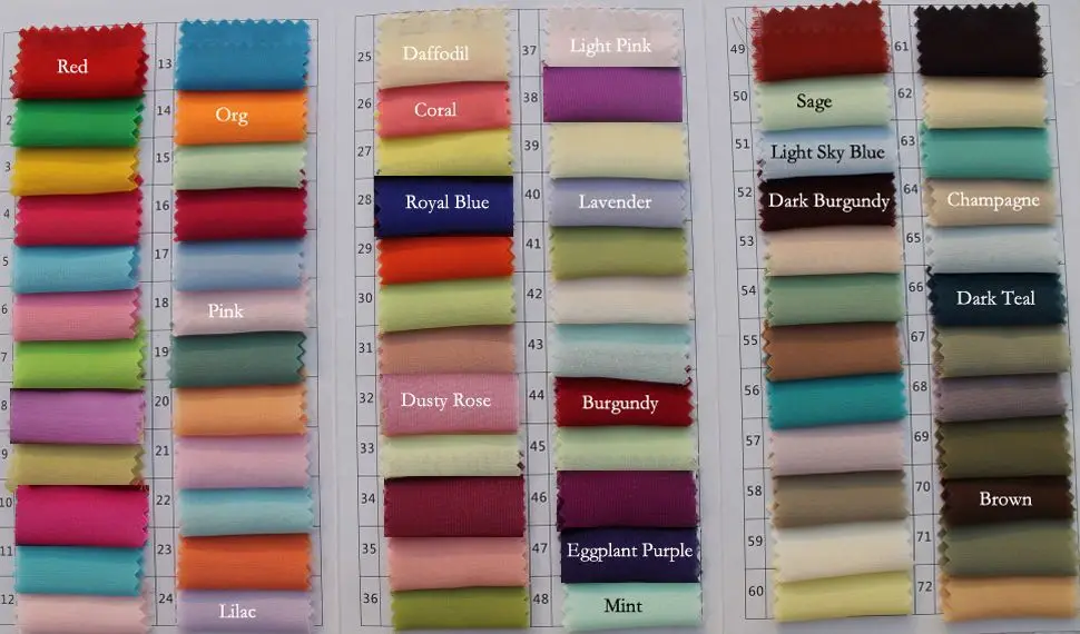 Chiffon Color Chart A