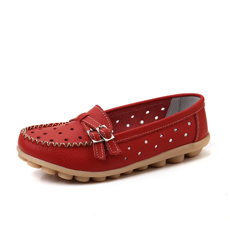 

Women Flats Genuine Leather 2018 New Woman Casual Flats Buckle Loafers footwear Slip On Women's Flat Heel Shoes Moccasins