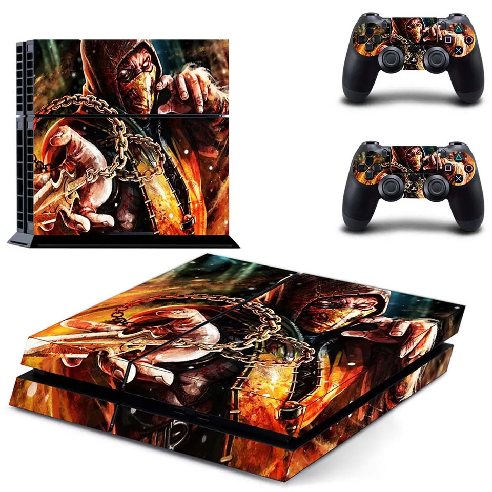 Full Body Vinyl Skin Sticker Decal Cover for PS4 Console and 2PCS Controllers Skins Mortal Kombat