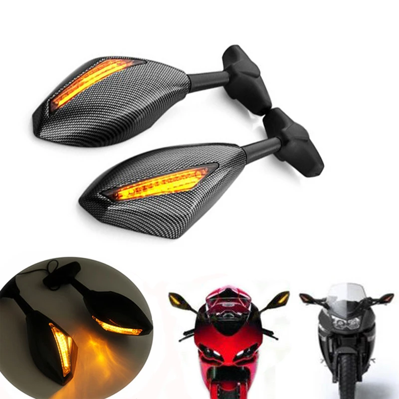 2 Pz Motorcycle Led Indicatore Di Direzione Specchi Per Suzuki Sv650S Sv1000S Katana 2003-2007