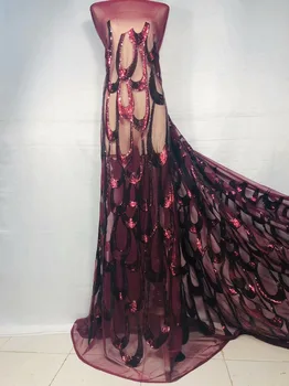 

Wholesale high-end Nigerian chiffon lace Fabaric latest 2019 quality African sequin lace fabric royal wedding party YYZ065283