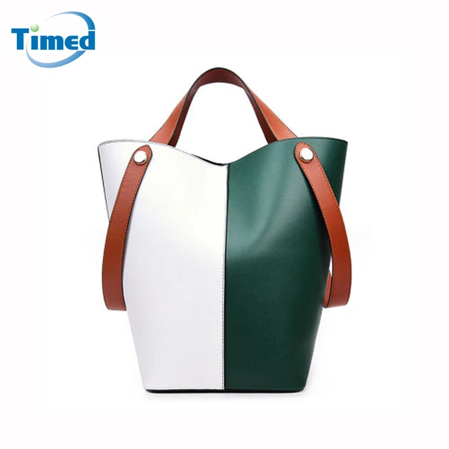Europe Style Women Color Block Bucket Bags Simple Fashion Handbags Europe Style Women Color Block Bucket Bags Simple Fashion Handbags High Quality Pu Leather Composite Bag