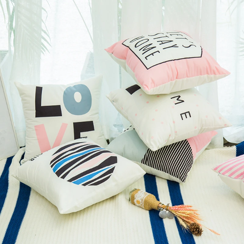 الشمال هندسية الوردي المخدة وسادة السيارة ins الرياح وسادة كنبة مكتب غرفة نوم لطيف وسادة المنزل الديكور 45x45 cm