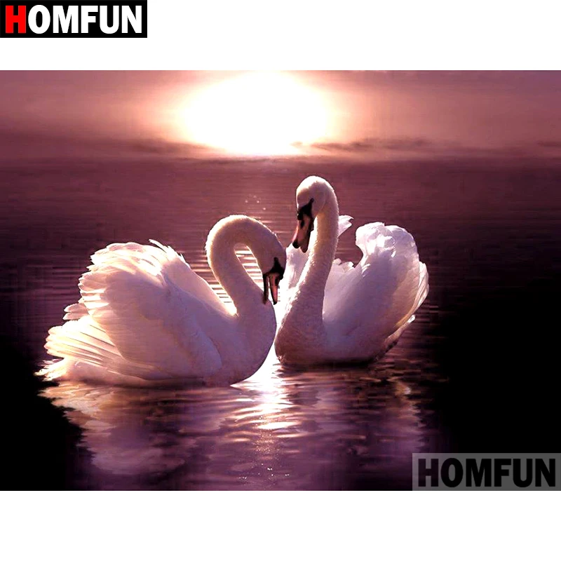 Алмазная 5D картина HOMFUN сделай сам полноразмерная/круглая 3d вышивка Белый лебедь
