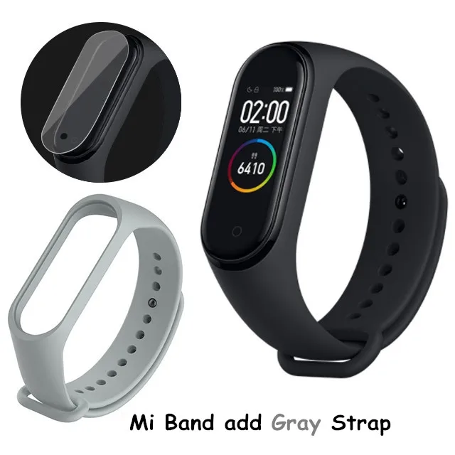 Add Gray Strap Новинка, Xiaomi mi-браслет 4 с цветным смарт-экраном, браслет для фитнеса, сердечного ритма, 135 мА/ч, Bluetooth, 5,0, 50 м, для плавания, mi ng, водонепроницаемый - Цвет: Add Gray Strap